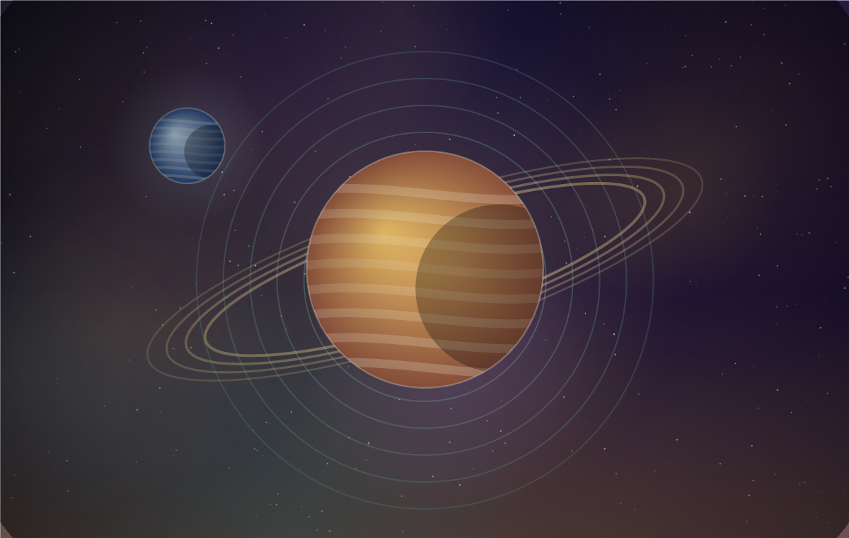 Ringed planet in a starry universe