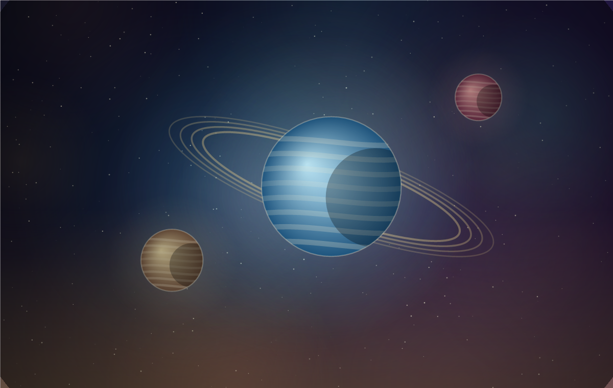 Blue nebula with planets and stars